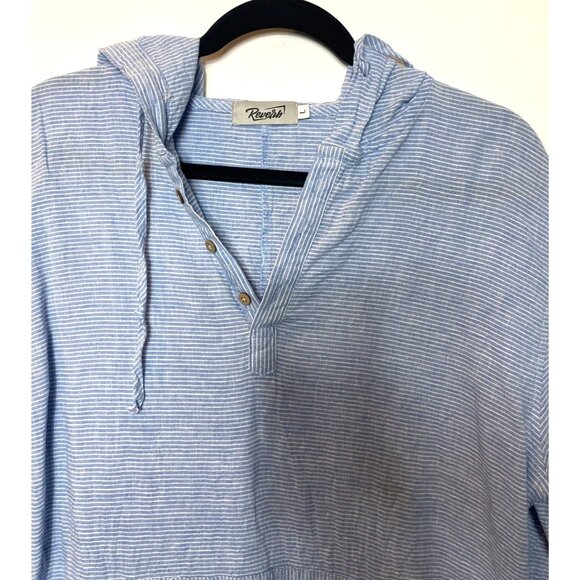 Reverb Pinstripe Lightweight Hoodie Roll Tab Sleeves Front Pocket Size Large - Picture 4 of 10